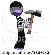 Poster, Art Print Of Purple Thief Man Hammering Something On The Right