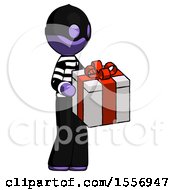 Poster, Art Print Of Purple Thief Man Giving A Present