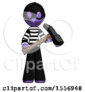 Poster, Art Print Of Purple Thief Man Holding Hammer Ready To Work