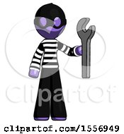 Purple Thief Man Holding Wrench Ready To Repair Or Work