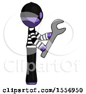 Purple Thief Man Using Wrench Adjusting Something To Right