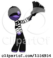 Poster, Art Print Of Purple Thief Man Dusting With Feather Duster Upwards