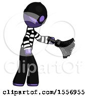 Poster, Art Print Of Purple Thief Man Dusting With Feather Duster Downwards