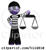 Poster, Art Print Of Purple Thief Man Holding Scales Of Justice