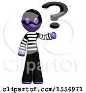 Poster, Art Print Of Purple Thief Man Holding Question Mark To Right