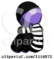 Poster, Art Print Of Purple Thief Man Sitting With Head Down Back View Facing Left