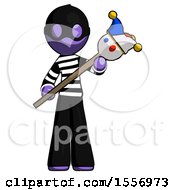 Poster, Art Print Of Purple Thief Man Holding Jester Diagonally