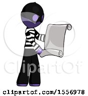 Poster, Art Print Of Purple Thief Man Holding Blueprints Or Scroll