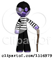 Purple Thief Man Standing With Hiking Stick