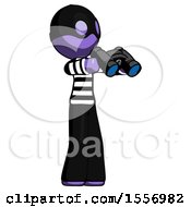 Poster, Art Print Of Purple Thief Man Holding Binoculars Ready To Look Right