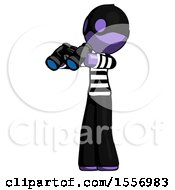 Poster, Art Print Of Purple Thief Man Holding Binoculars Ready To Look Left