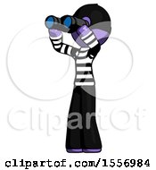 Poster, Art Print Of Purple Thief Man Looking Through Binoculars To The Left