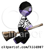Purple Thief Man Flying On Broom