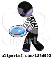 Purple Thief Man Walking With Large Compass