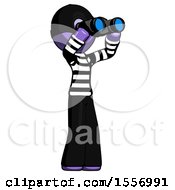 Poster, Art Print Of Purple Thief Man Looking Through Binoculars To The Right