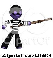 Poster, Art Print Of Purple Thief Man Bo Staff Pointing Right Kung Fu Pose