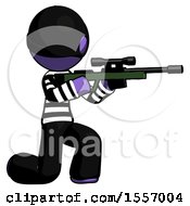 Poster, Art Print Of Purple Thief Man Kneeling Shooting Sniper Rifle
