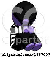 Poster, Art Print Of Purple Thief Man Sitting With Head Down Facing Angle Right