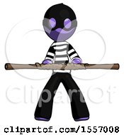 Purple Thief Man Bo Staff Kung Fu Defense Pose