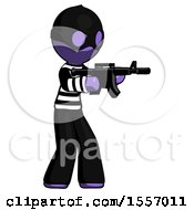 Poster, Art Print Of Purple Thief Man Shooting Automatic Assault Weapon