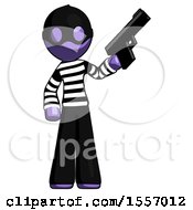 Poster, Art Print Of Purple Thief Man Holding Handgun