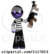 Poster, Art Print Of Purple Thief Man Holding Tommygun