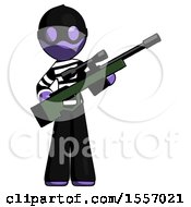 Poster, Art Print Of Purple Thief Man Holding Sniper Rifle Gun