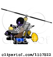 Purple Thief Man Flying In Gyrocopter Front Side Angle Top View