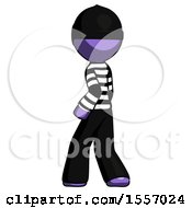 Poster, Art Print Of Purple Thief Man Walking Away Direction Left View