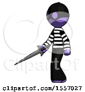 Poster, Art Print Of Purple Thief Man With Sword Walking Confidently