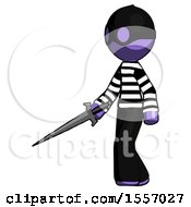 Purple Thief Man With Sword Walking Confidently