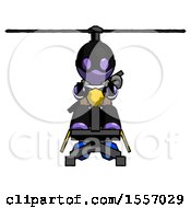 Poster, Art Print Of Purple Thief Man Flying In Gyrocopter Front View