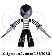 Poster, Art Print Of Purple Thief Man Two Sword Defense Pose