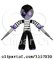 Purple Thief Man Two Sword Defense Pose
