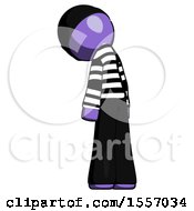 Poster, Art Print Of Purple Thief Man Depressed With Head Down Back To Viewer Left