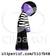 Poster, Art Print Of Purple Thief Man Depressed With Head Down Back To Viewer Right