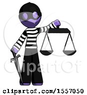 Poster, Art Print Of Purple Thief Man Justice Concept With Scales And Sword Justicia Derived