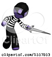 Poster, Art Print Of Purple Thief Man Sword Pose Stabbing Or Jabbing