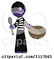 Poster, Art Print Of Purple Thief Man With Empty Bowl And Spoon Ready To Make Something
