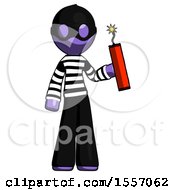 Poster, Art Print Of Purple Thief Man Holding Dynamite With Fuse Lit
