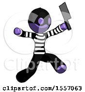 Poster, Art Print Of Purple Thief Man Psycho Running With Meat Cleaver