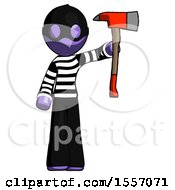 Poster, Art Print Of Purple Thief Man Holding Up Red Firefighters Ax