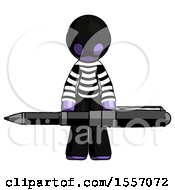 Poster, Art Print Of Purple Thief Man Weightlifting A Giant Pen