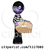 Poster, Art Print Of Purple Thief Man Holding Package To Send Or Recieve In Mail