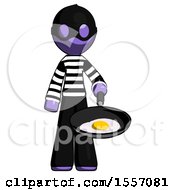Purple Thief Man Frying Egg In Pan Or Wok