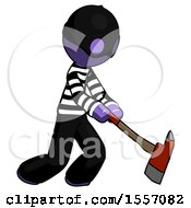 Poster, Art Print Of Purple Thief Man Striking With A Red Firefighters Ax