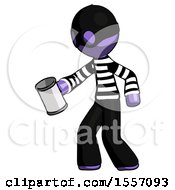 Poster, Art Print Of Purple Thief Man Begger Holding Can Begging Or Asking For Charity Facing Left