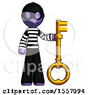 Poster, Art Print Of Purple Thief Man Holding Key Made Of Gold