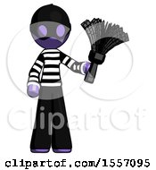 Poster, Art Print Of Purple Thief Man Holding Feather Duster Facing Forward