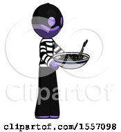 Purple Thief Man Holding Noodles Offering To Viewer